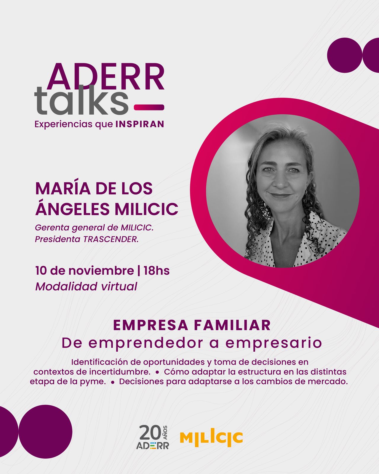 LLEGA UNA NUEVA EDICIÓN DE ADERR TALKS con María de los Ángeles Milicic